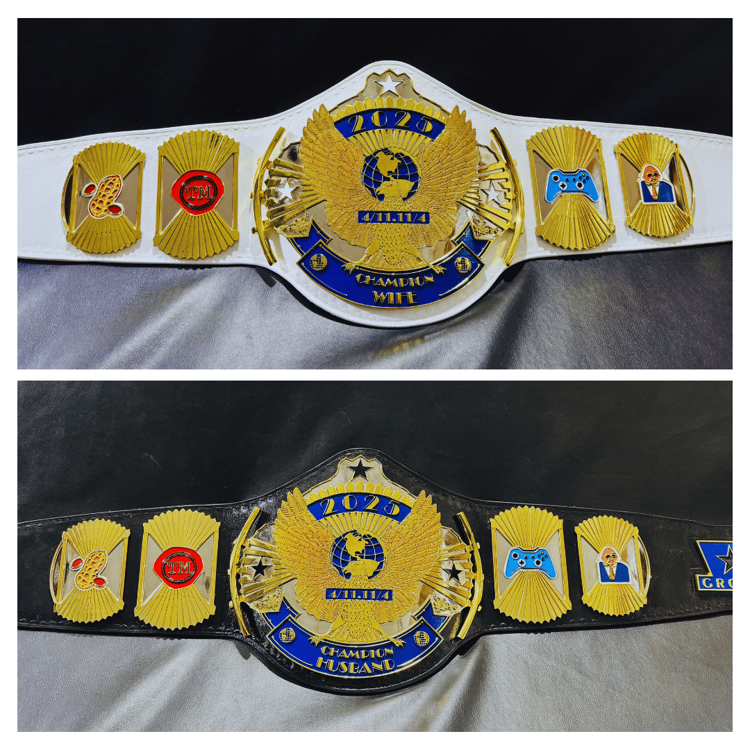 Customizable Bride & Groom Championship Belts